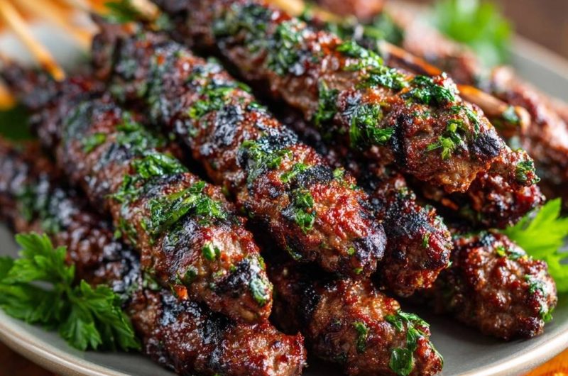 Saftige Kräuter-Hackfleischspieße