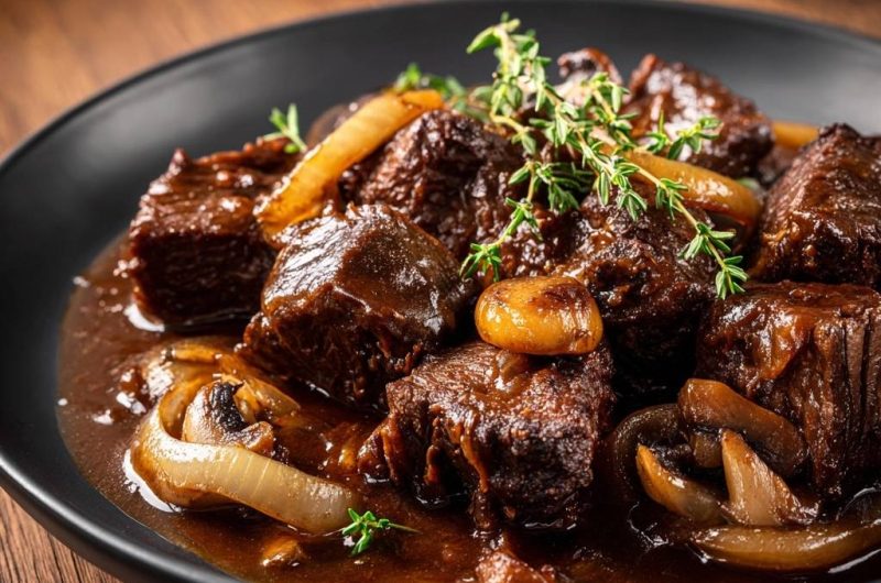 Saftiges Rindergulasch mit Perlzwiebeln