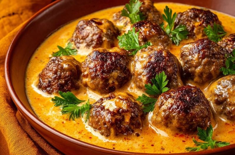Schwedische Fleischbällchen in Sahnetomaten-Sauce