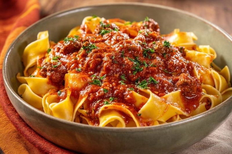 Tagliatelle mit saftigen Hackbällchen