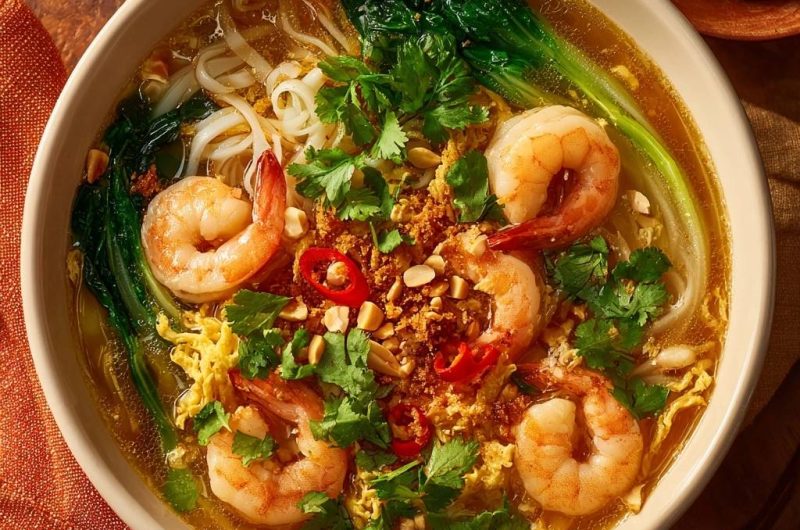 Würzige Garnelen-Nudelsuppe
