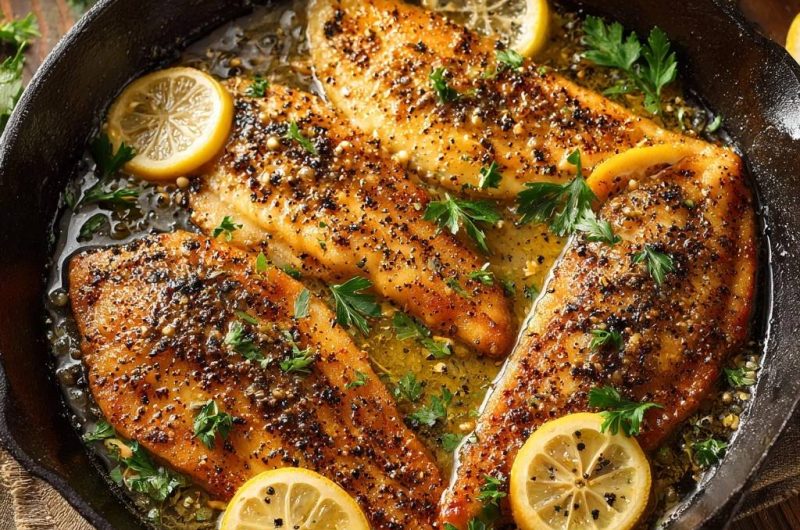 Zitronen-Butter-Fisch aus der Pfanne