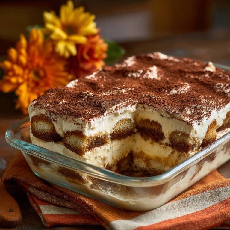 Perfektes Tiramisu im Glas als Querschnitt, mit Löffelbiskuits und cremiger Schicht, bestäubt mit Kakaopulver.