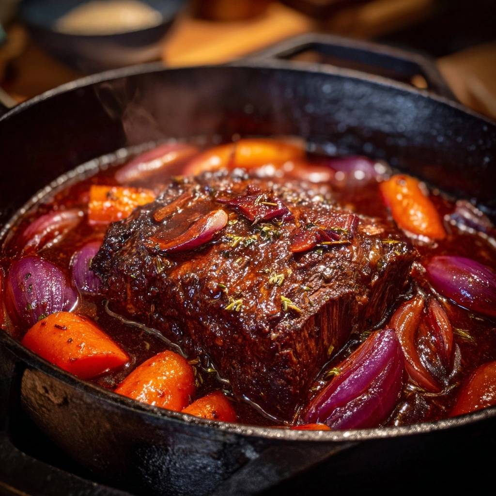 Zarter Rinderschmortopf aus dem Gusseisen