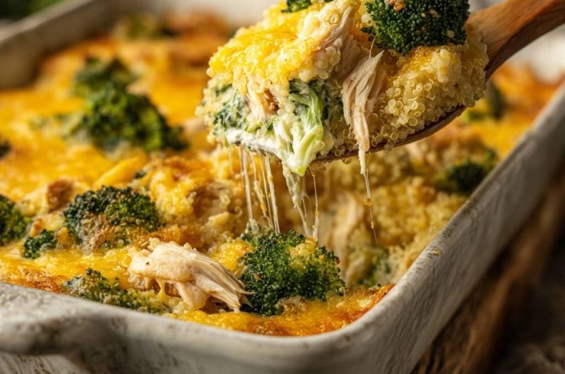 Cremiger Brokkoli-Quinoa-Auflauf mit Hähnchen