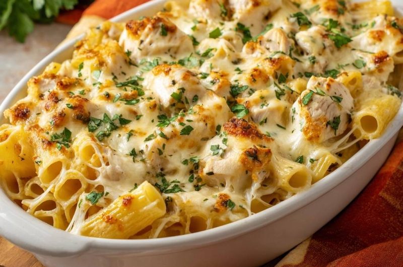 Cremiger Hähnchen-Pasta-Auflauf