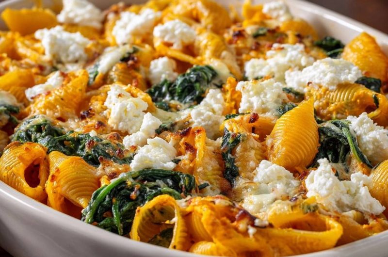 Cremiger Muschelnudel-Auflauf mit Spinat und Ricotta