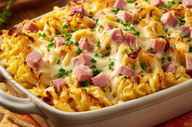 Cremiger Schinken-Nudel-Auflauf