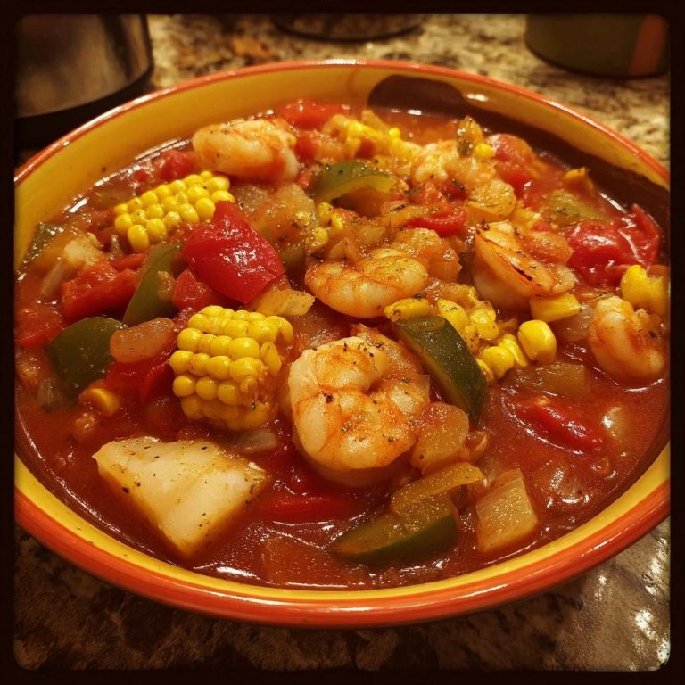 Mediterraner Garnelentopf mit Mais und Kartoffeln