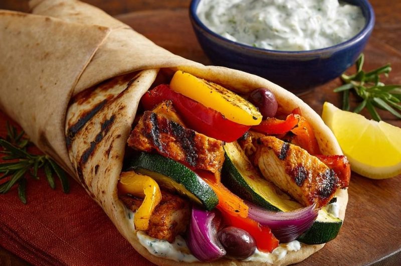 Mediterraner Grill-Wrap mit Hähnchen