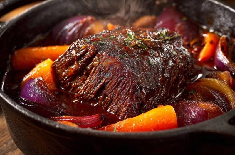 Zarter Rinderschmortopf aus dem Gusseisen