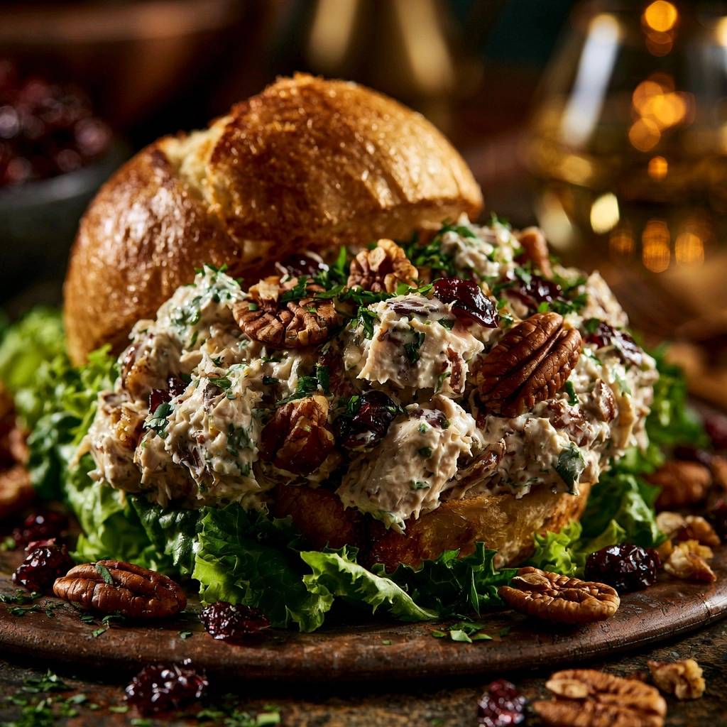 Cremiger Cranberry-Pekannuss-Hähnchensalat