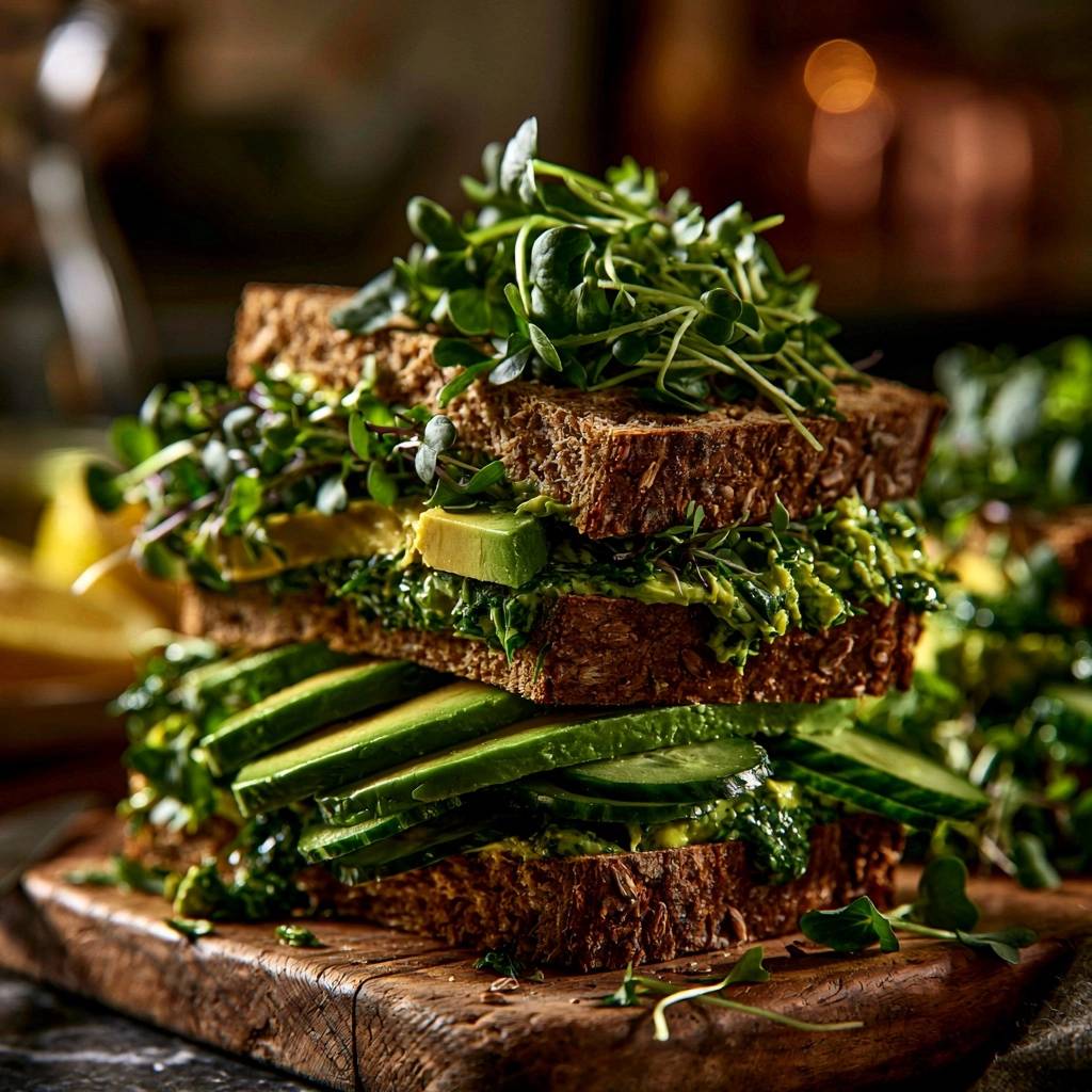 Avocado-Vollkorn-Sandwich mit Kräuterpesto (Der Anti-Matsche-Boden)