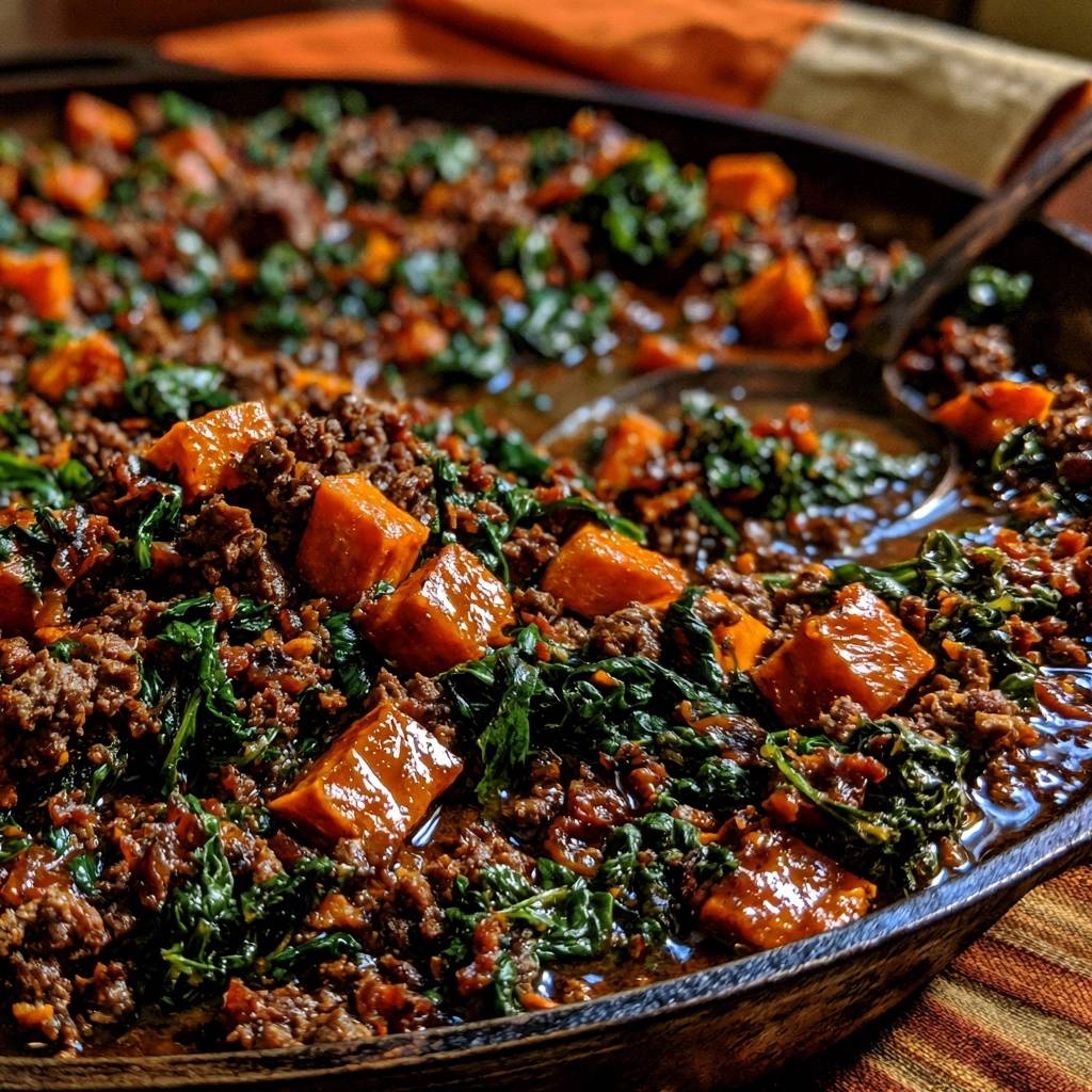 Herzhafte Süßkartoffel-Hackfleisch-Pfanne