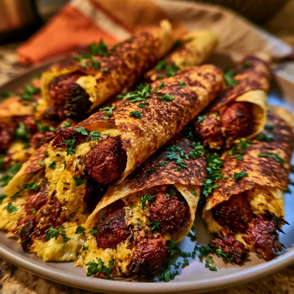 Herzhafte Käse-Würstchen-Pfannkuchen