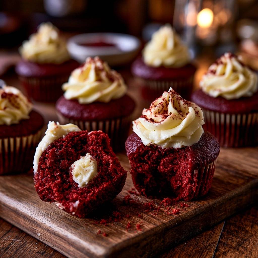Saftige Red Velvet Cupcakes mit Cream-Cheese-Kern