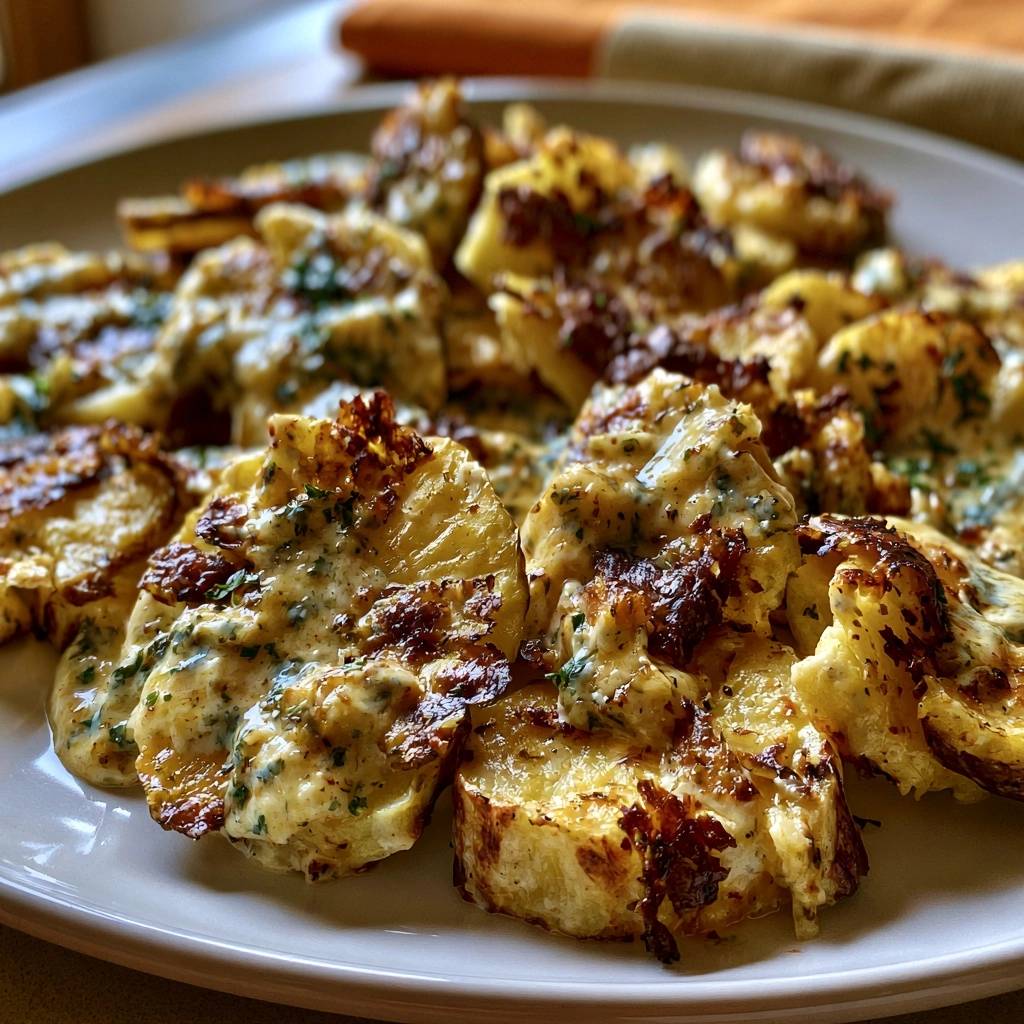 Goldene Parmesan-Quetschkartoffeln