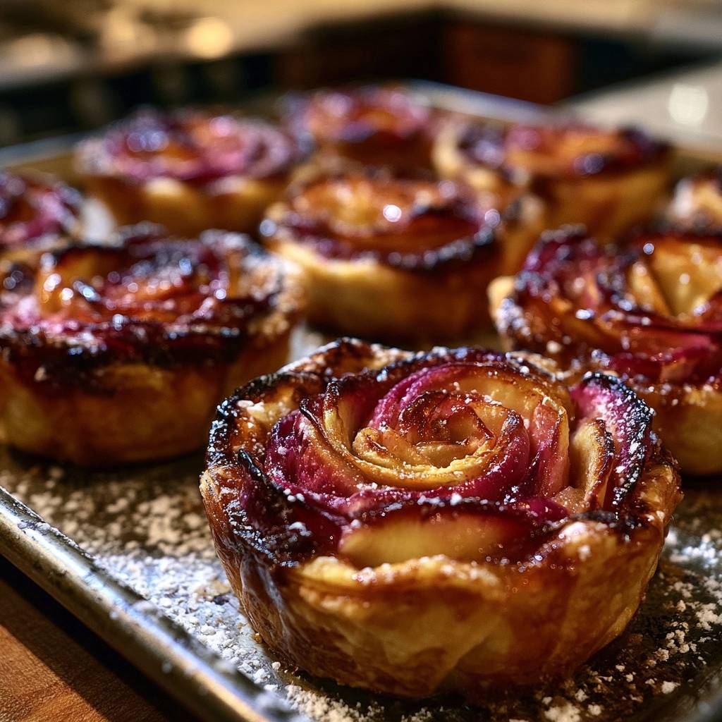 Knusprige Apfelrosen-Tartelettes (Der Anti-Matsche-Boden)