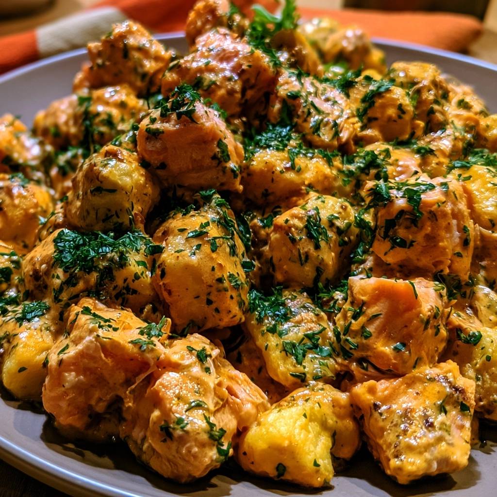 Cremige Lachs-Gnocchi-Pfanne