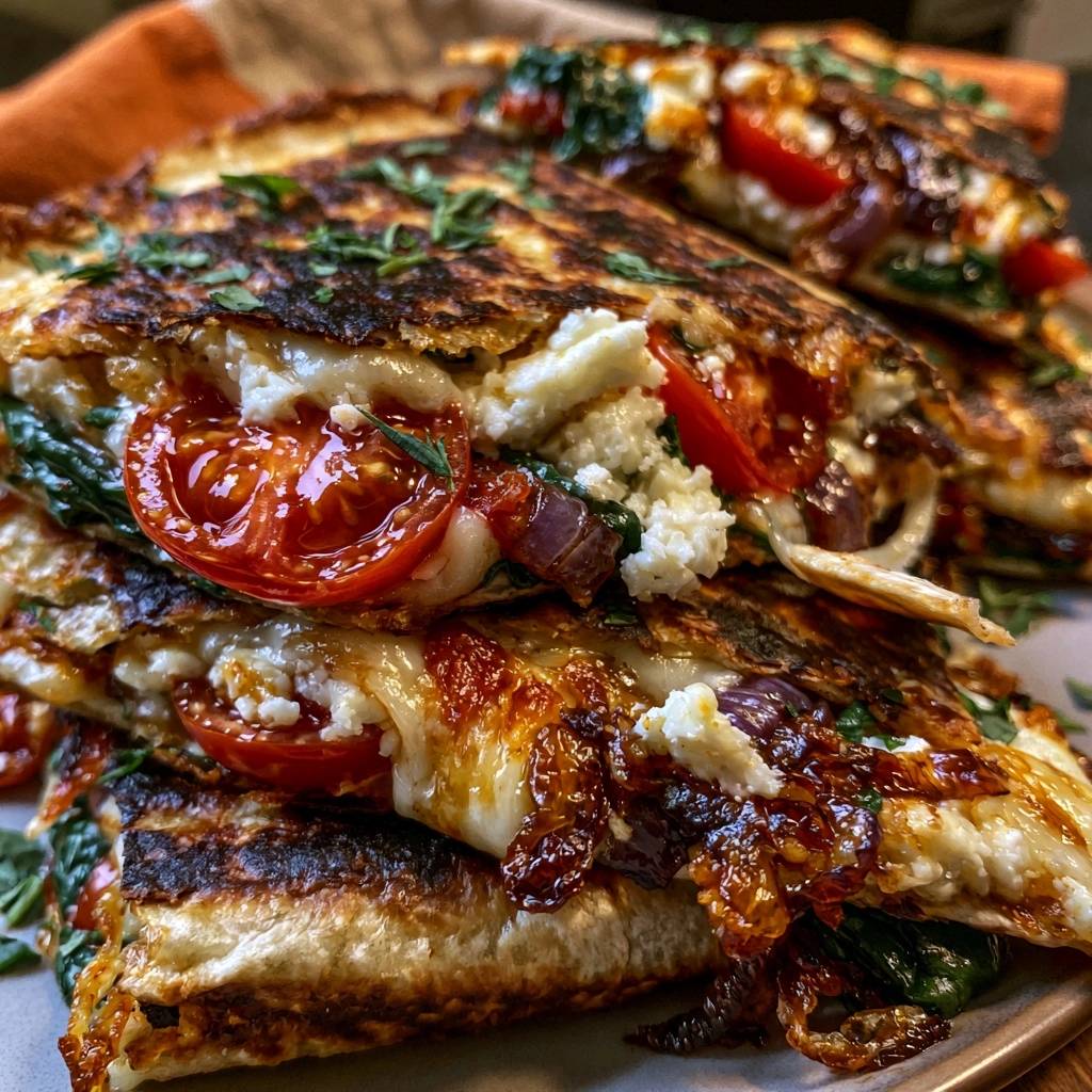 Mediterrane Feta-Tomaten-Quesadillas