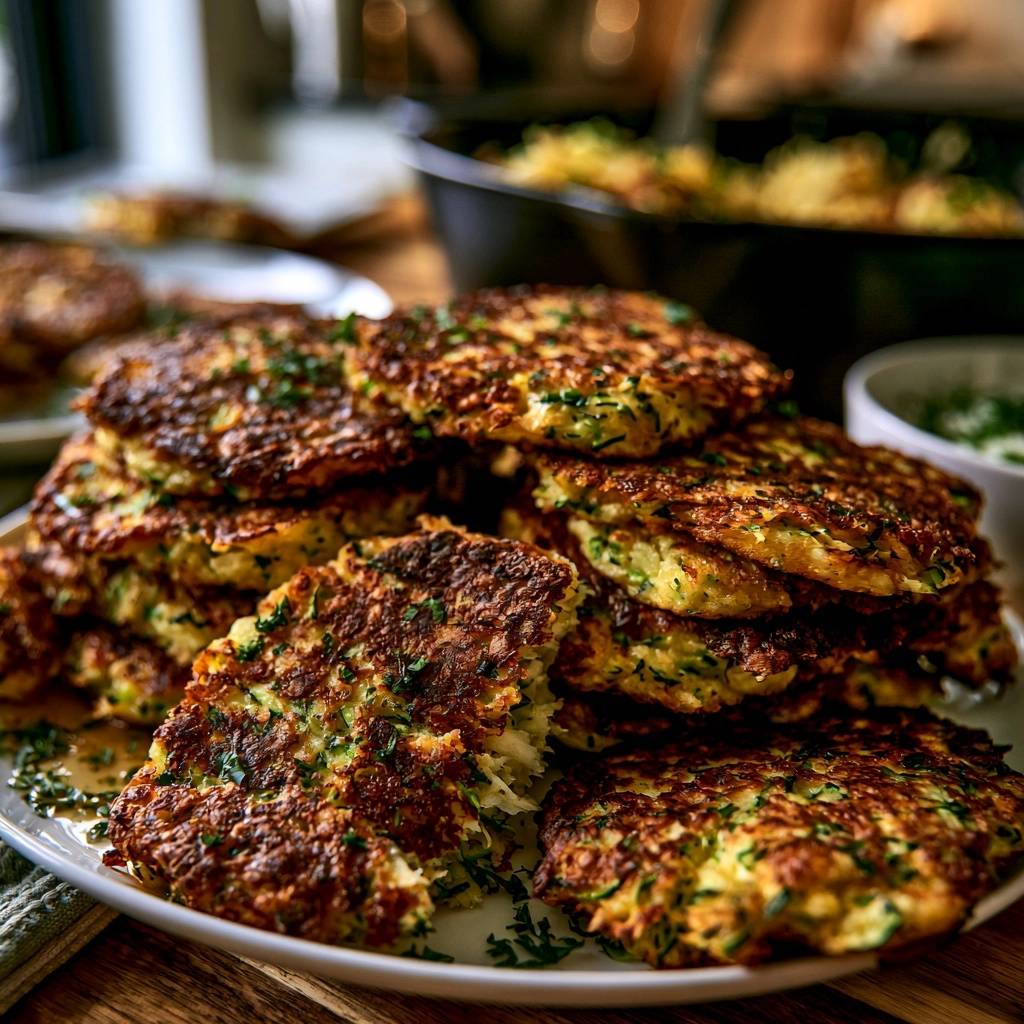 Goldbraune Zucchini-Kartoffel-Puffer