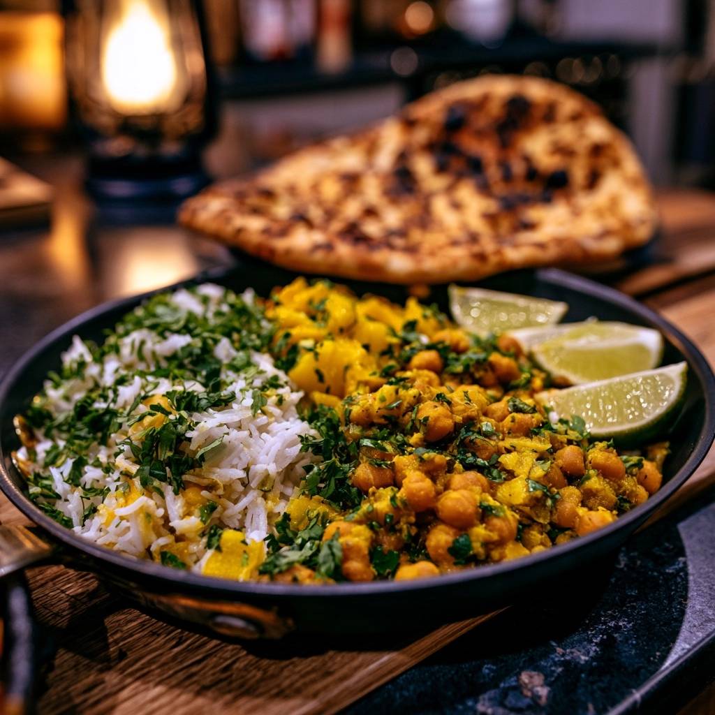 Aromatisches Kichererbsen-Kartoffel-Curry mit Basmati