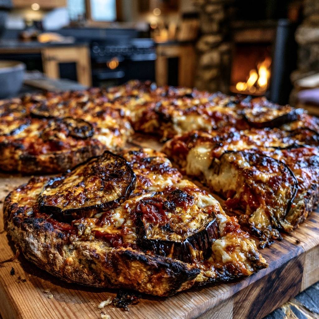Rustikale Auberginen-Pfannenpizza