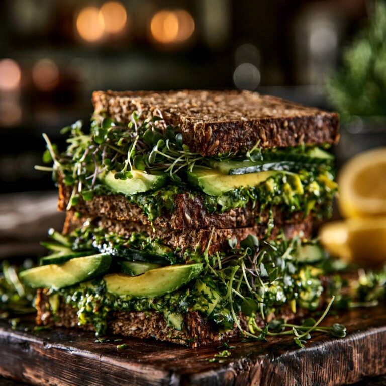 Avocado-Vollkorn-Sandwich mit Kräuterpesto (Anti-Matsch)