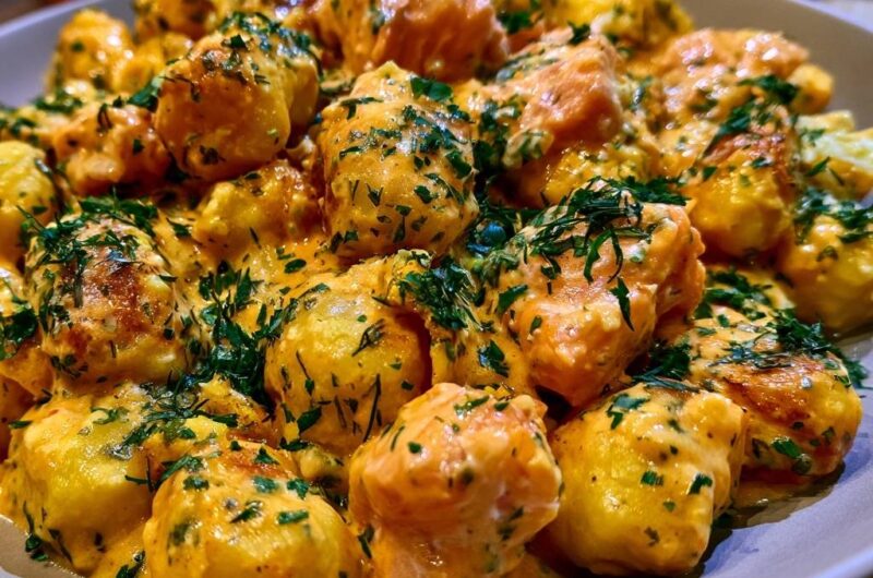 Cremige Lachs-Gnocchi-Pfanne