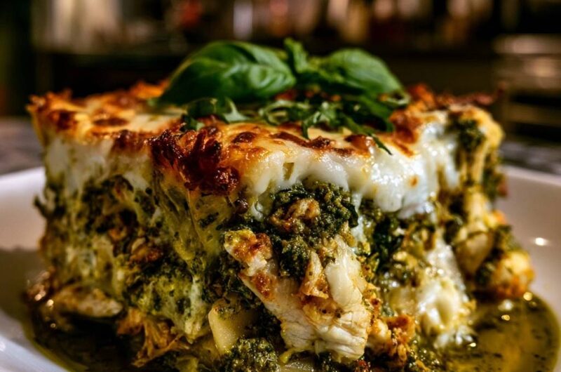 Cremige Pesto-Hähnchen-Lasagne
