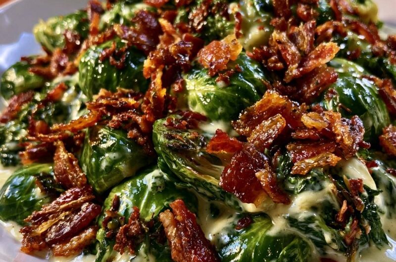 Cremiger Rosenkohl mit Speck