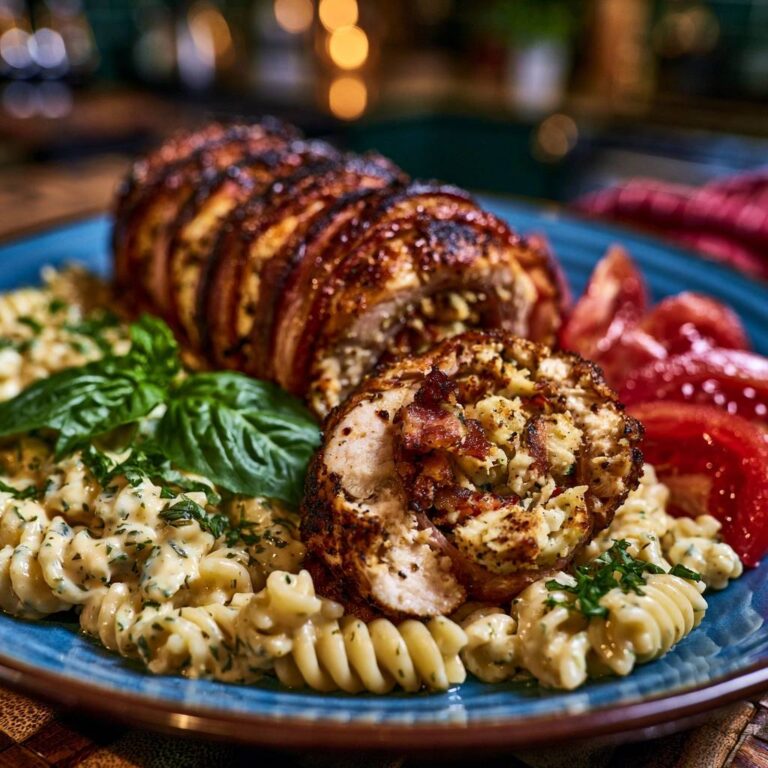 Gefüllte Hähnchenrolle im Baconmantel: Saftig & Würzig