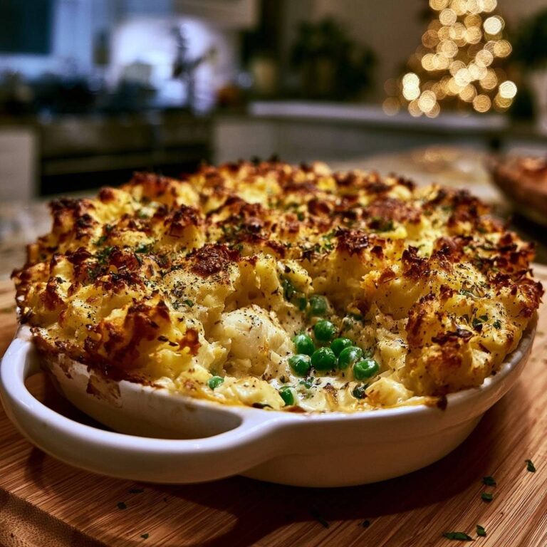 Goldbrauner Blumenkohl-Erbsen-Auflauf: Anti-Matsche-Boden