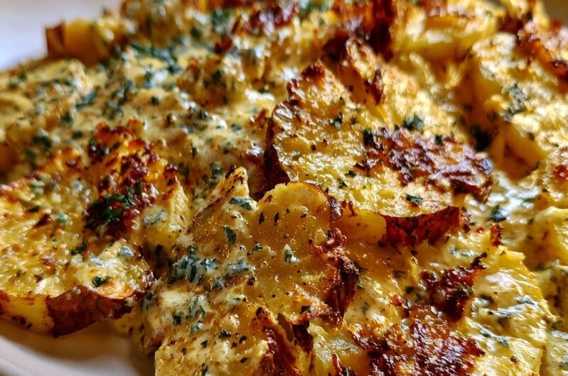 Goldene Parmesan-Quetschkartoffeln