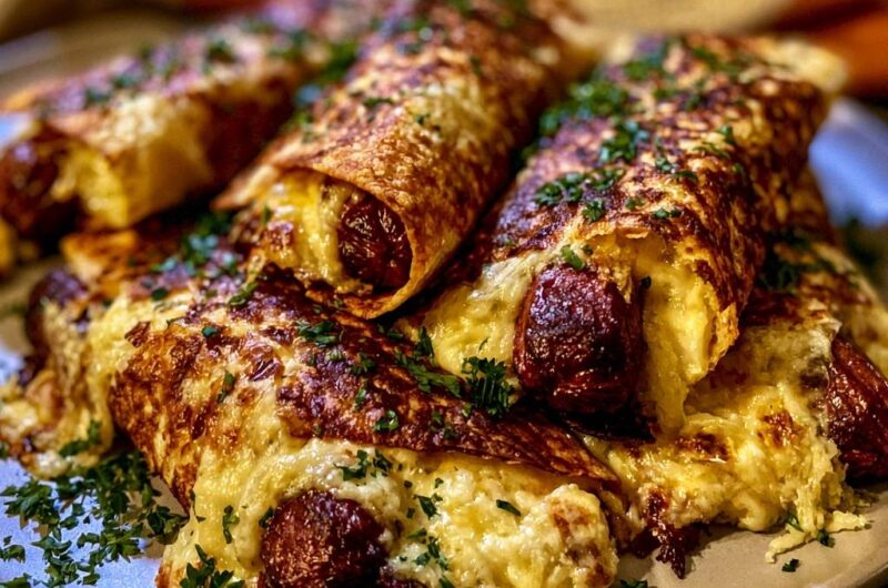 Herzhafte Käse-Würstchen-Pfannkuchen