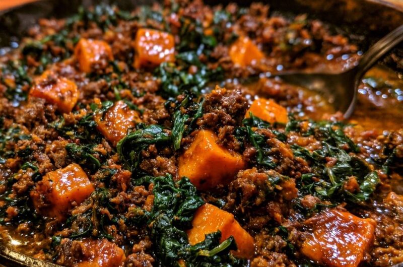 Herzhafte Süßkartoffel-Hackfleisch-Pfanne