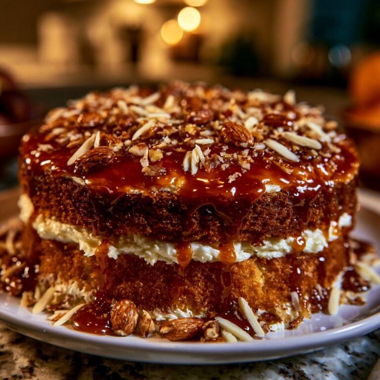 Karamell-Mandel-Schichttorte: Rezept für perfekten Halt