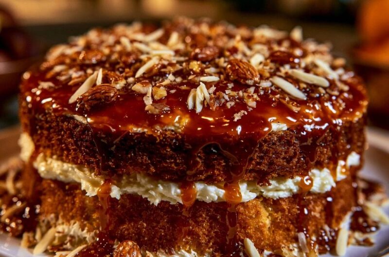 Karamell-Mandel-Schichttorte