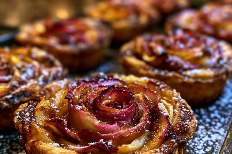 Knusprige Apfelrosen-Tartelettes (Der Anti-Matsche-Boden)