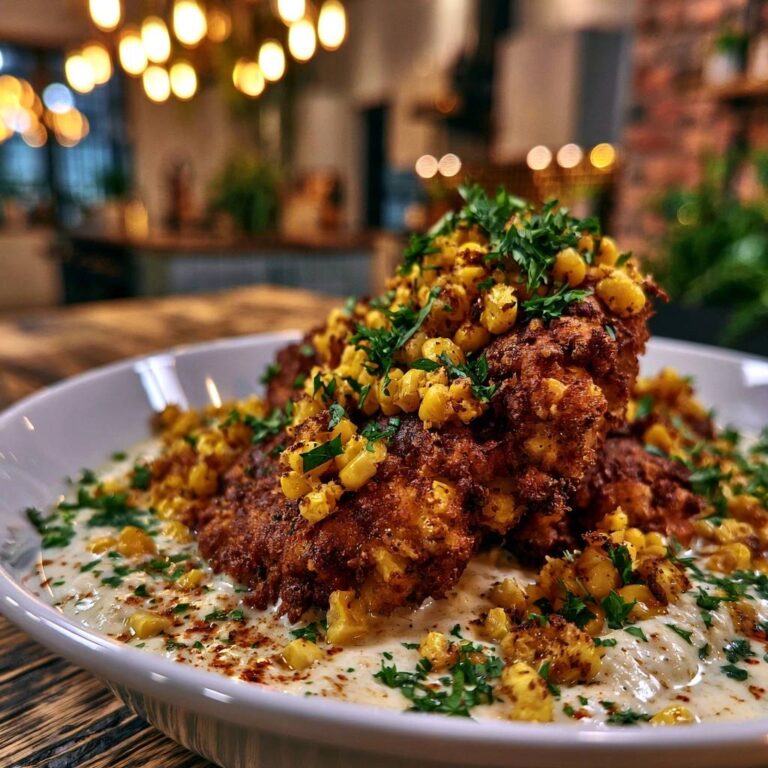 Knuspriges Mais-Hähnchen auf cremiger Sauce: Das Rezept