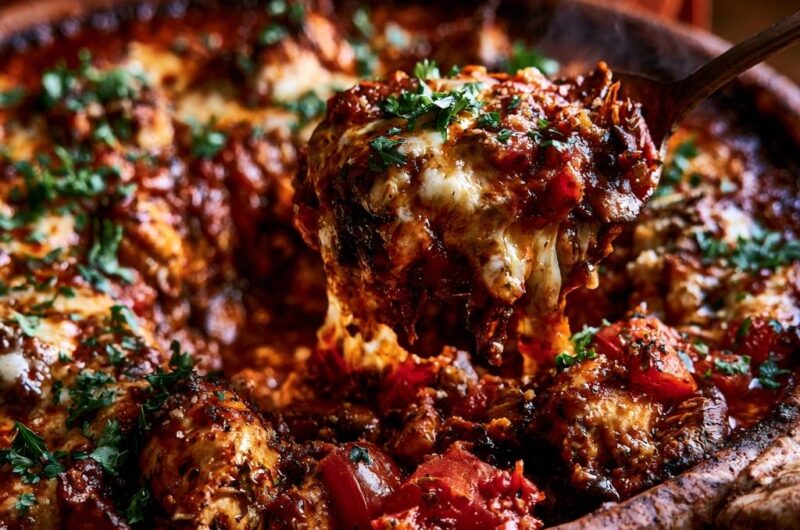 Mediterraner Hähnchen-Auflauf mit Tomaten und Mozzarella