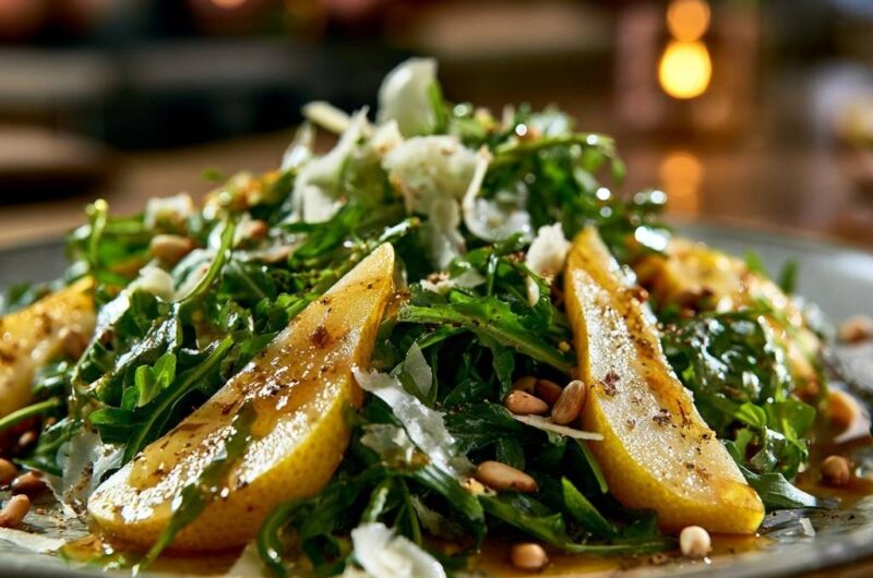 Rucola-Birnen-Salat mit Pinienkernen
