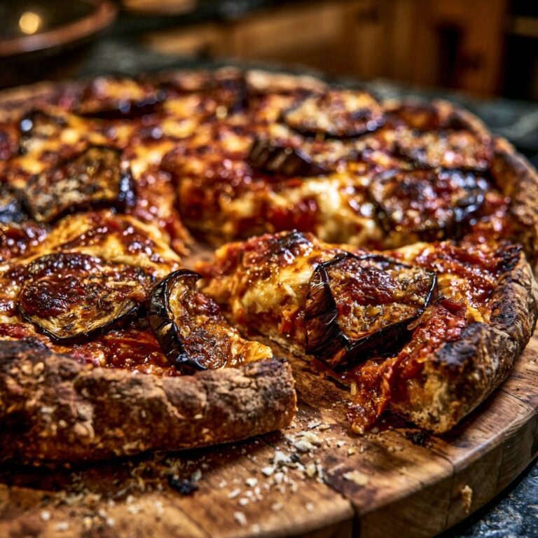 Rustikale Auberginen-Pfannenpizza: Außen kross, innen saftig