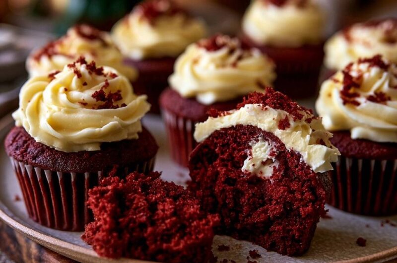 Saftige Red Velvet Cupcakes mit Cream-Cheese-Kern
