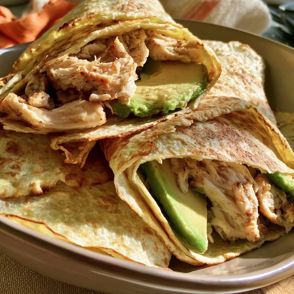 Blumenkohl-Wraps mit Hähnchen und Avocado