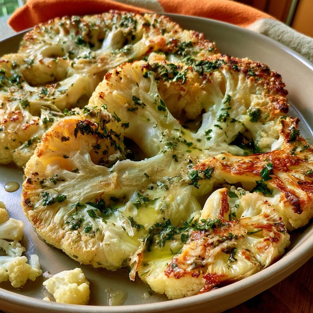 Blumenkohlsteaks mit Kräuterbutter und Parmesan