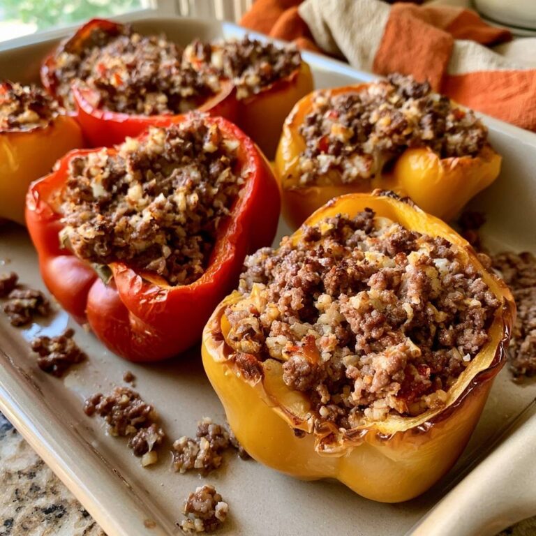 Gefüllte Paprika mit Rinderhack und Blumenkohlreis