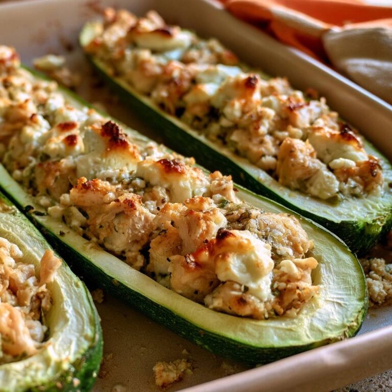 Gefüllte Zucchini mit Hähnchen und Feta