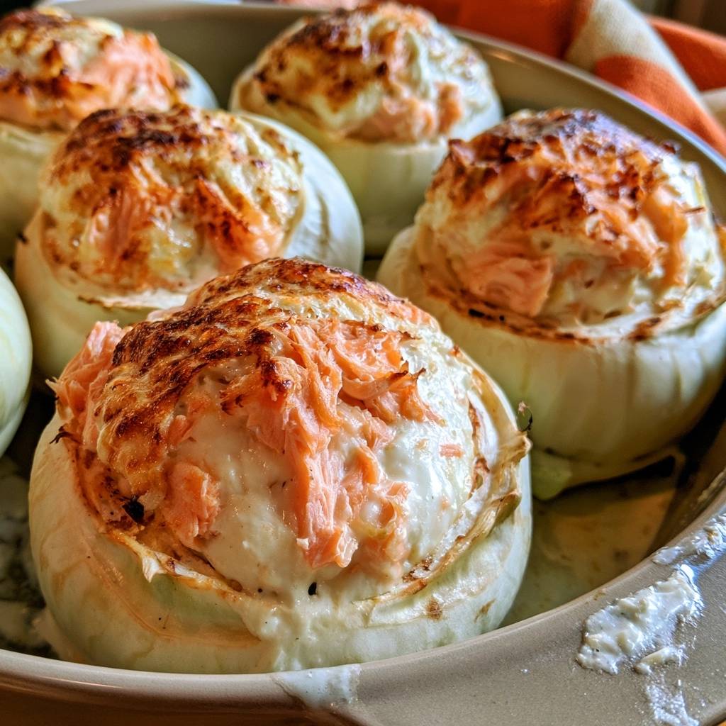Gefüllter Kohlrabi mit Lachs und Frischkäse