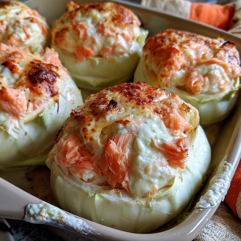 Gefüllter Kohlrabi mit Lachs und Frischkäse